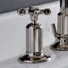 Batteria Lavabo 3 Fori Bocca Alta in Finitura Nichel Made in Italy - Red Viadurini