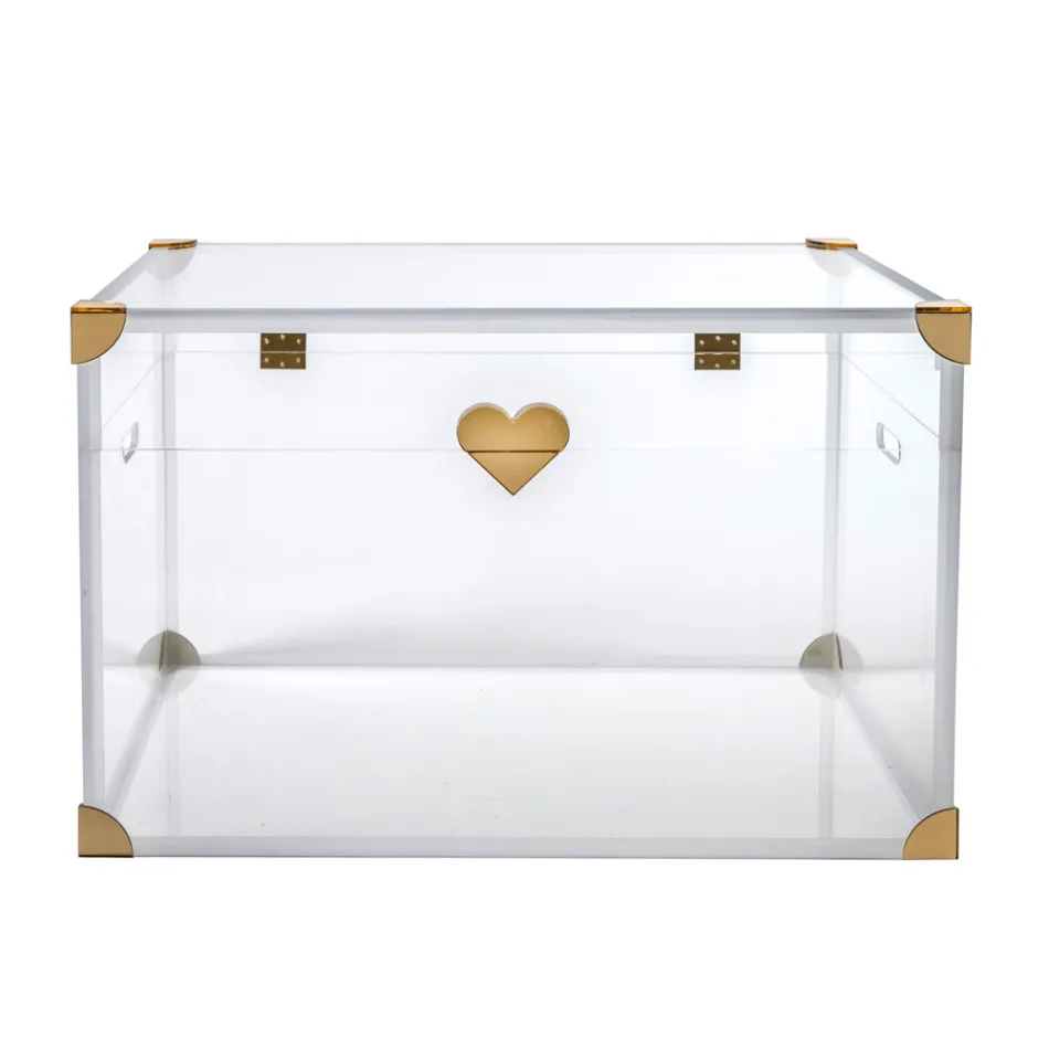 Baule Contenitore in Plexiglass con Dettagli Dorati Made in Italy - Briseide Viadurini
