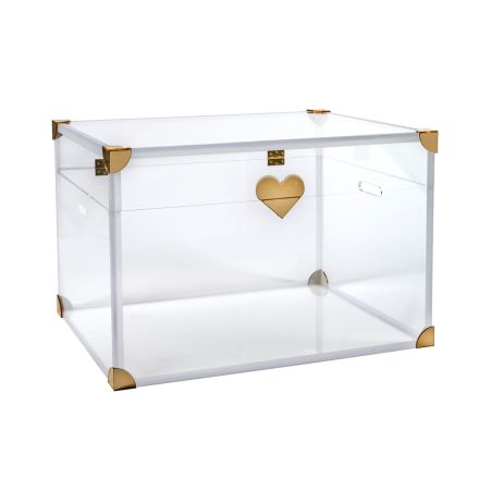 Baule Contenitore in Plexiglass con Dettagli Dorati Made in Italy - Briseide Viadurini