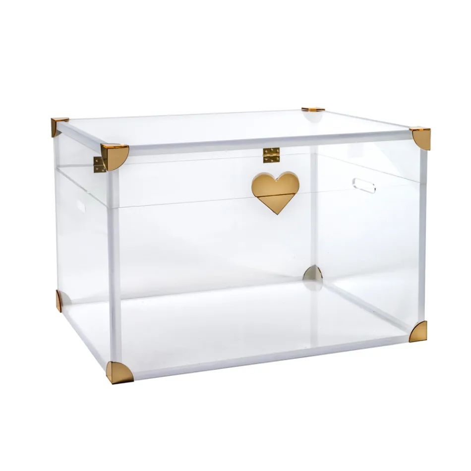 Baule Contenitore in Plexiglass con Dettagli Dorati Made in Italy - Briseide Viadurini