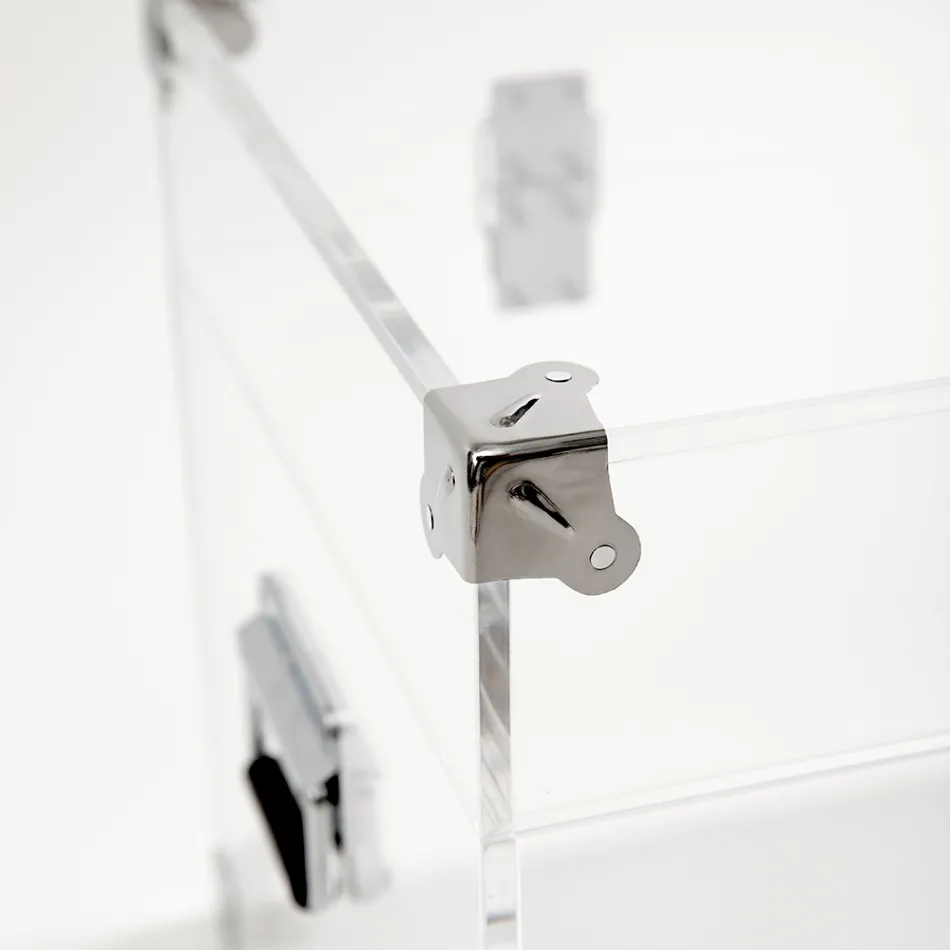 Baule Design in Cristallo Acrilico Trasparente e Acciaio Moderno - Dante Viadurini