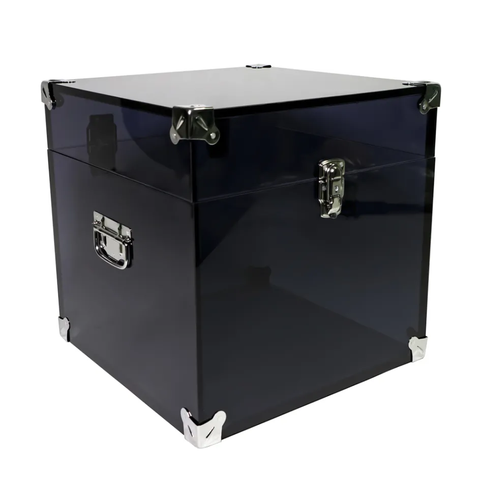 Baule in Cristallo Acrilico Trasparente o Fumè e Acciaio Moderno - Dante Viadurini