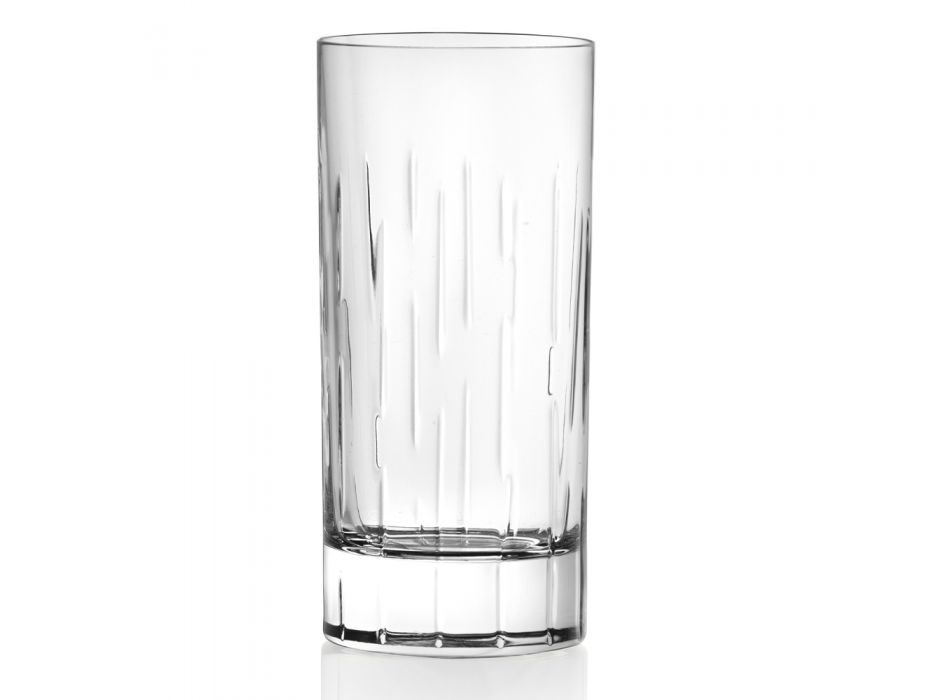 Bicchiere Alto in Eco Cristallo con Segmenti, Linea Lusso 12 Pz - Monnalisa