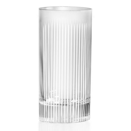Bicchiere Bibita Eco Cristallo Effetto Striato, Linea Lusso 12 Pz - Davio Viadurini