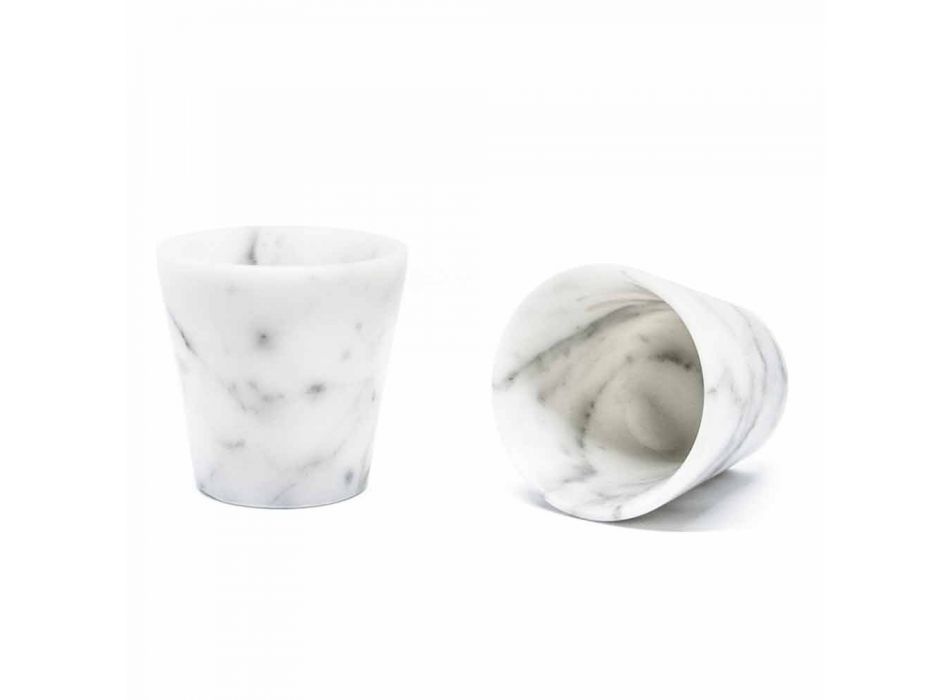 Bicchiere Grappa di Design in Marmo Bianco di Carrara Made in Italy - Fergie