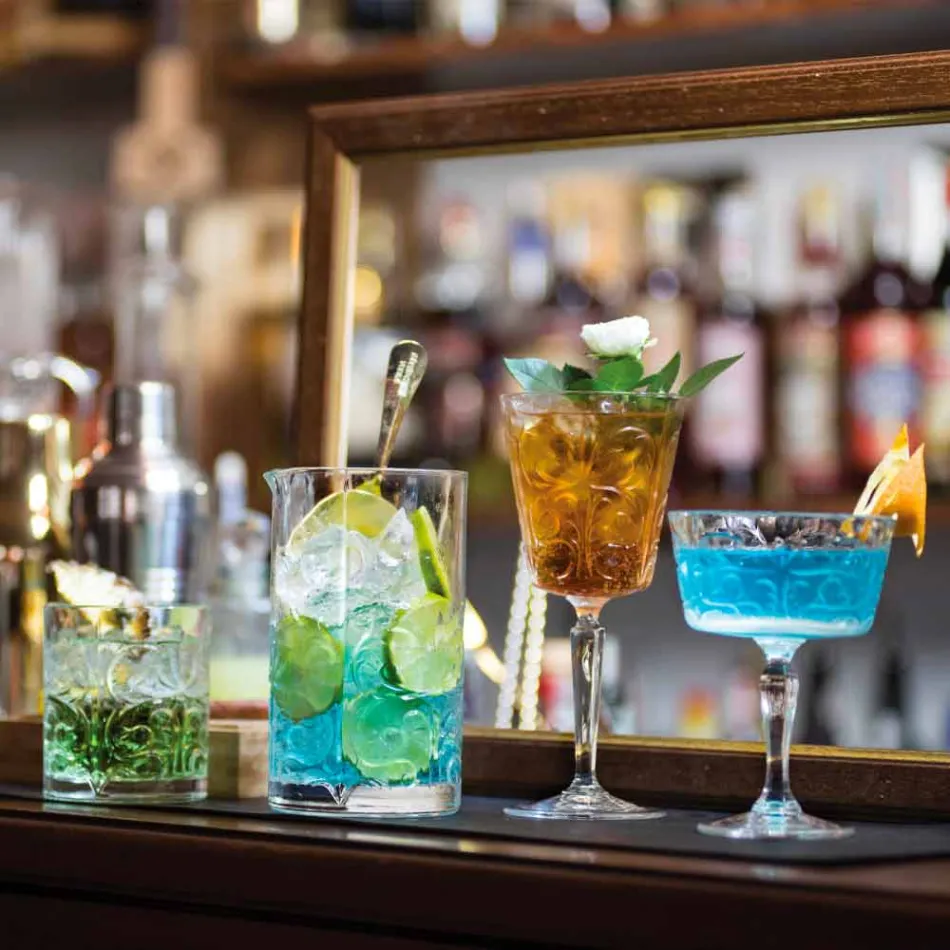 Bicchiere Mixing Glass con Decoro Eccentrico Design di Lusso 4 Pezzi - Destino Viadurini