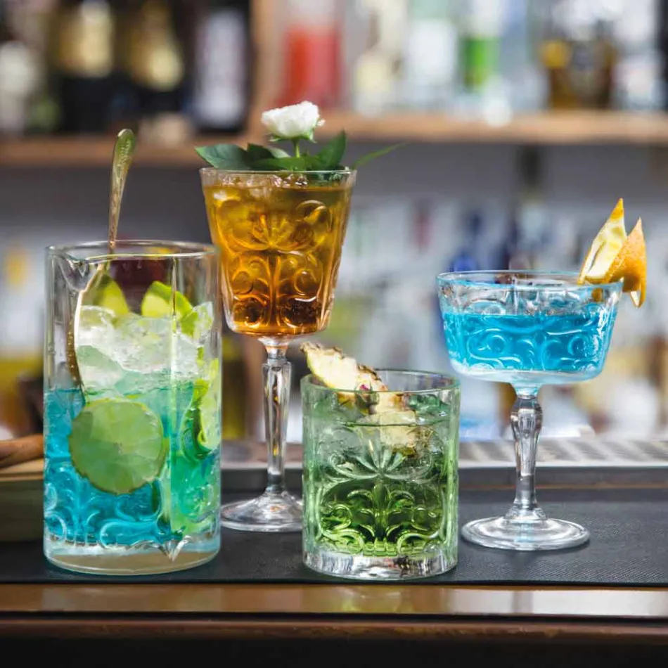 Bicchiere Mixing Glass con Decoro Eccentrico Design di Lusso 4 Pezzi - Destino Viadurini