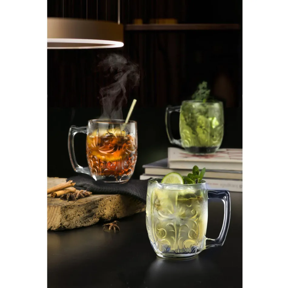 Bicchiere Tazza per Moscow Mule in Eco Cristallo Decorato 8 Pz - Destino Viadurini