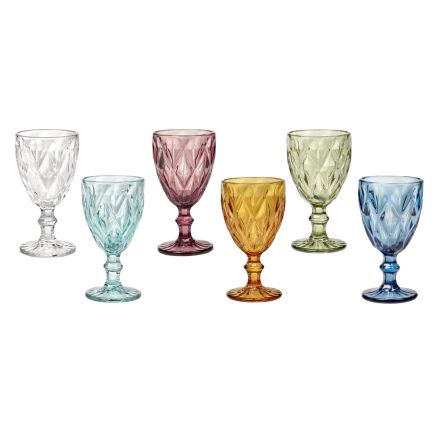 Bicchieri Calici Vino Colorati in Vetro di Design Moderno 12 Pezzi - Timon Viadurini