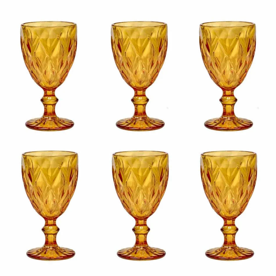 Bicchieri Calici Vino Colorati in Vetro di Design Moderno 6 Pezzi - Timon Viadurini