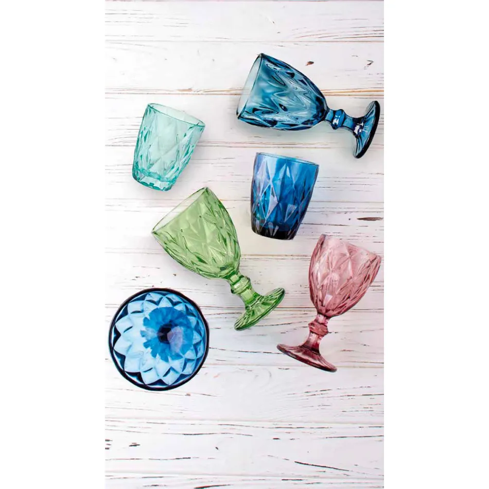 Bicchieri Calici Vino Colorati in Vetro di Design Moderno 6 Pezzi - Timon Viadurini