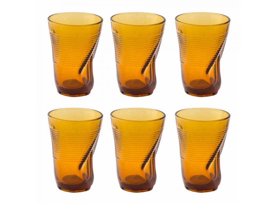 Bicchieri da Cocktail in Vetro Colorato 6 Pezzi di Design Accartocciato - Sarabi Viadurini