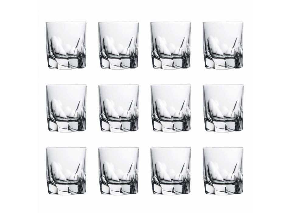 Bicchieri da Whisky o Acqua in Cristallo Decorato Design Dof 12 Pezzi - Titanio