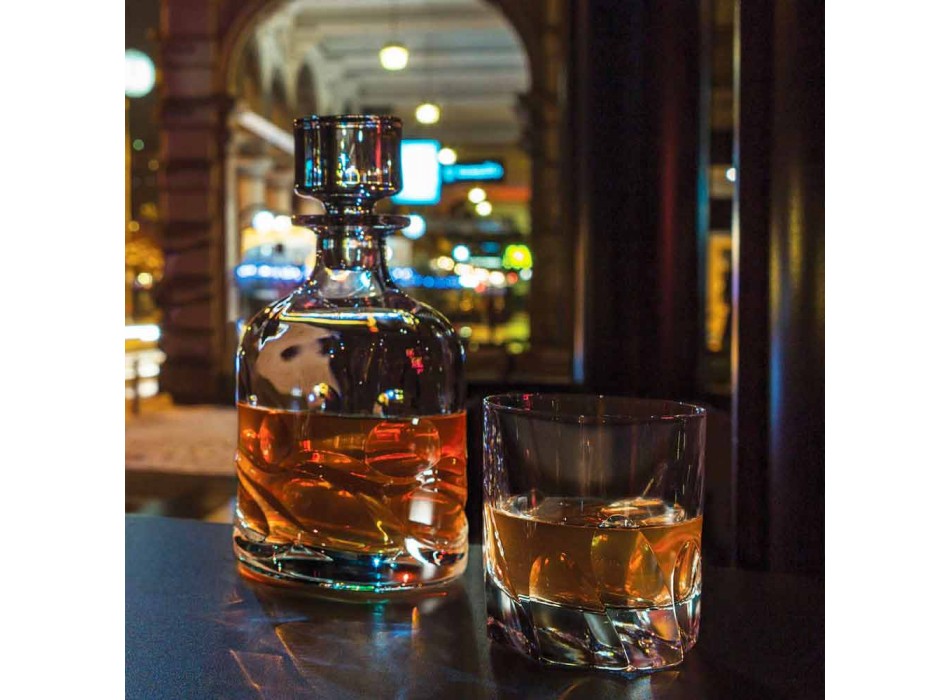 Bicchieri da Whisky o Acqua in Cristallo Decorato Design Dof 12 Pezzi - Titanio