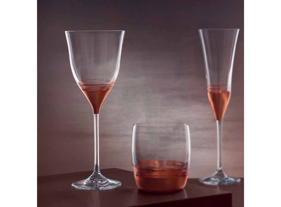 Bicchieri di Cristallo Calice Acqua in Bronzo Oro o Platino 12 Pezzi - Soffio Viadurini