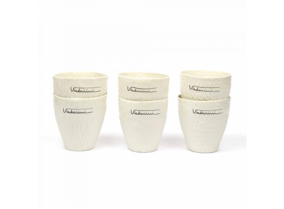 Bicchieri in Porcellana Bianca di Design di Lusso 6 Pezzi Unici - Arcireale Viadurini