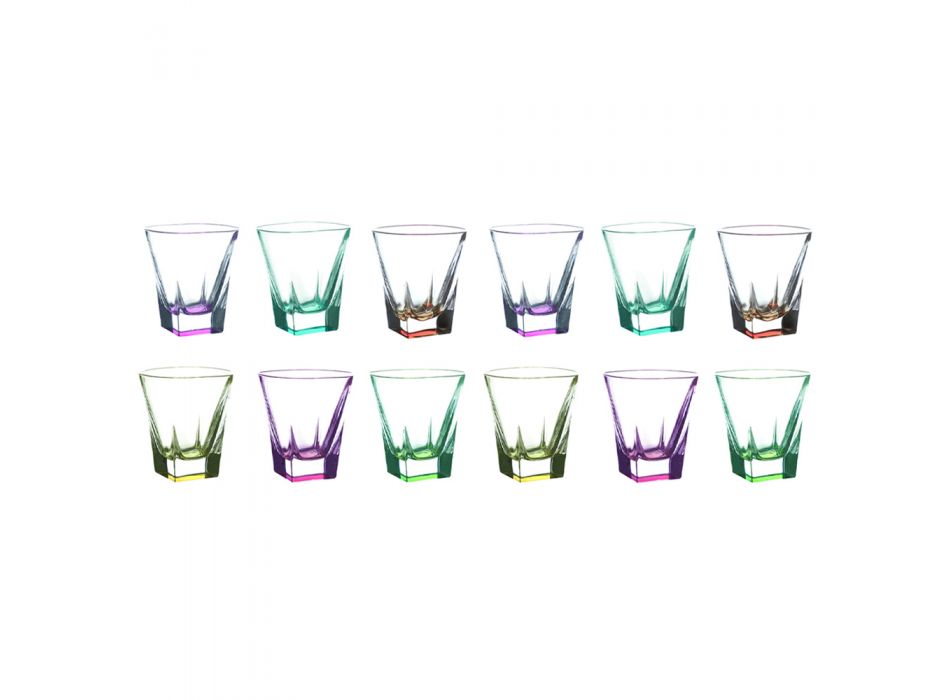 Bicchieri Tumbler Bassi Bibita in Cristallo Eco Colorato 12 Pz - Amalgama Viadurini