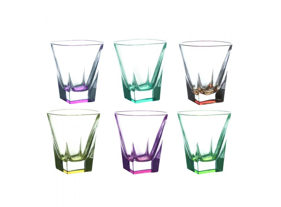 Bicchieri Tumbler Bassi Bibita in Cristallo Eco Colorato 12 Pz - Amalgama Viadurini