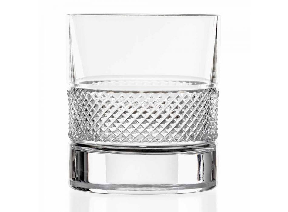 Bicchieri Tumbler Bassi in Eco Cristallo con Decoro di Lusso 12 Pezzi - Milito Viadurini