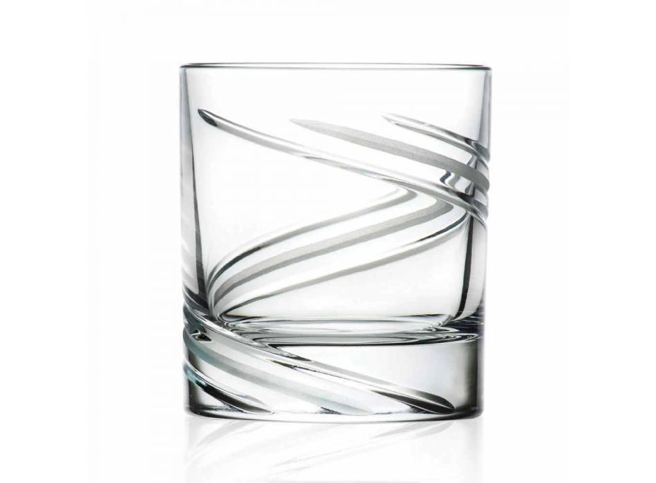 Bicchieri Tumbler Bassi in Eco Cristallo Decorato a Mano 12 Pezzi - Ciclone Viadurini