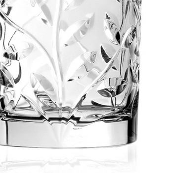 Bicchieri Tumbler Bassi in Eco Cristallo Decoro a Foglia 12 Pz - Magnolio