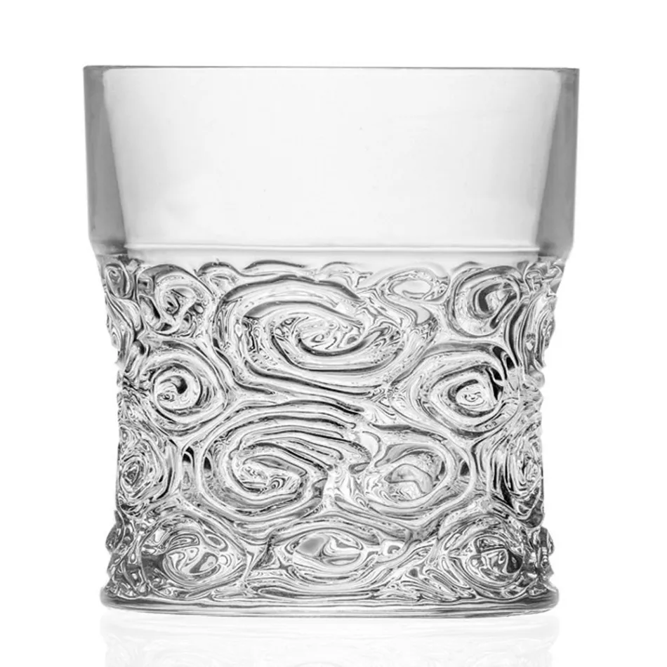 Bicchieri Tumbler Bassi in Eco Cristallo Decoro Audace 12 Pezzi - Ritmo Viadurini