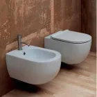 Bidet sospeso in ceramica design moderno Star 55x35cm made in Italy Viadurini