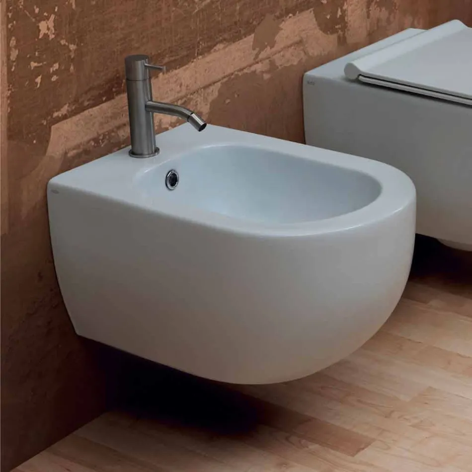 Bidet sospeso in ceramica design moderno Star 55x35cm made in Italy Viadurini