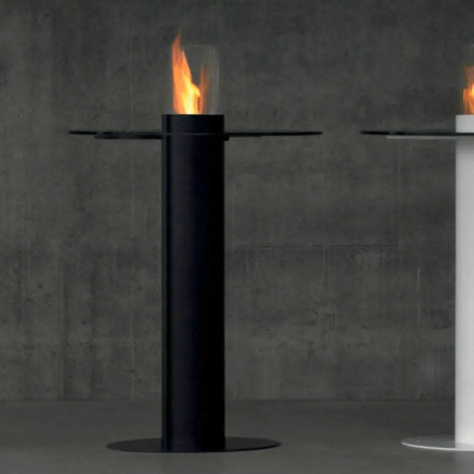 Biocamino da esterno a bioetanolo con piano in vetro Dean-Table Viadurini