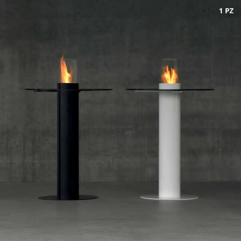 Biocamino da esterno a bioetanolo con piano in vetro Dean-Table Viadurini