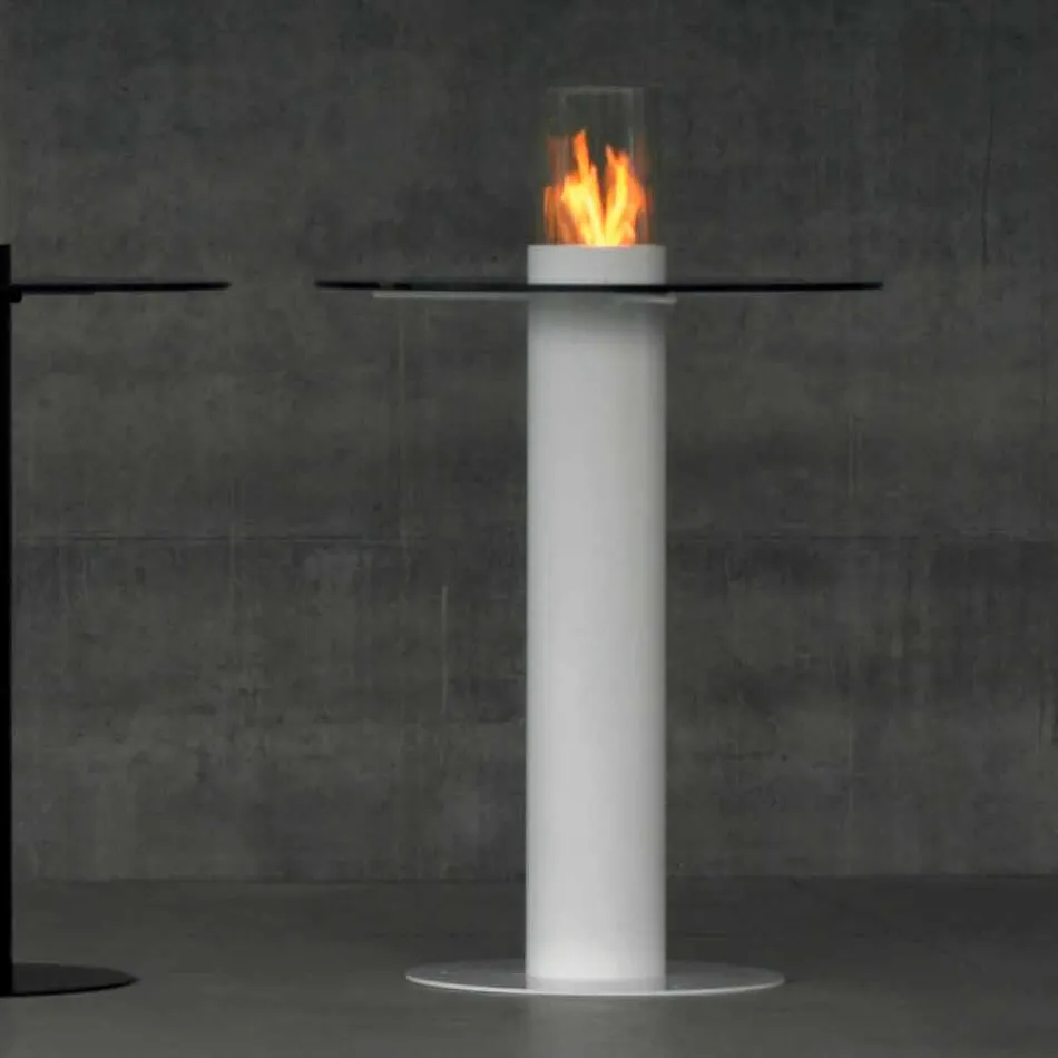 Biocamino da esterno a bioetanolo con piano in vetro Dean-Table Viadurini