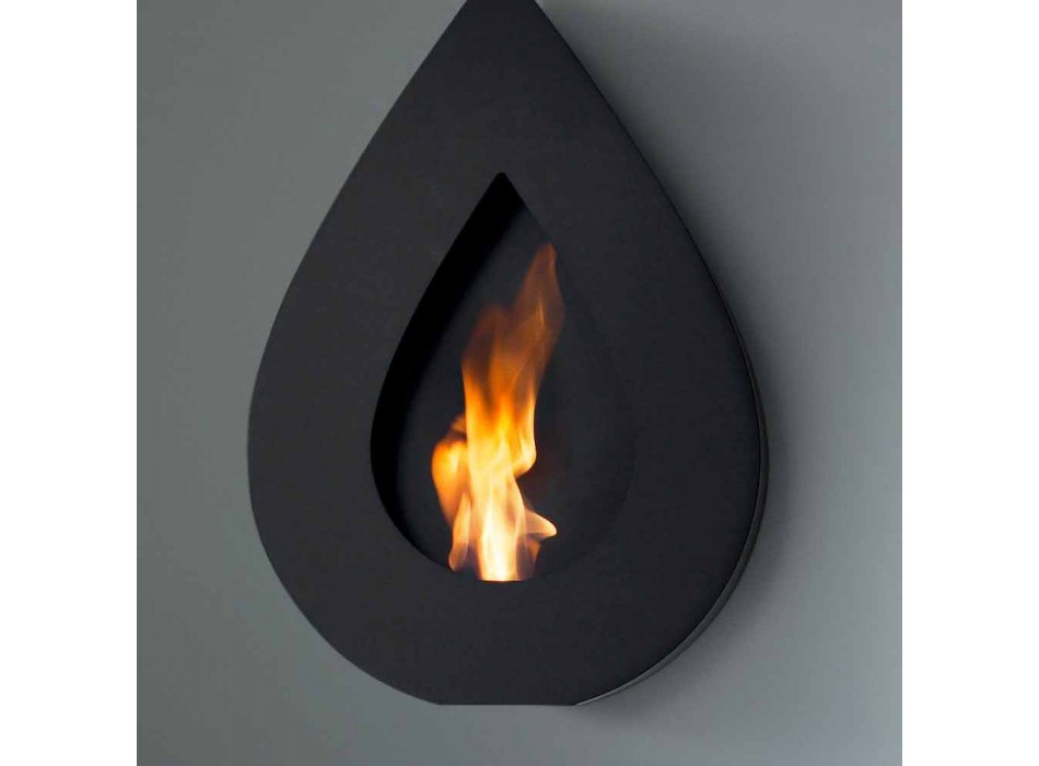 Biocamino da parete moderno a bioetanolo a forma di fiamma Joseph Viadurini