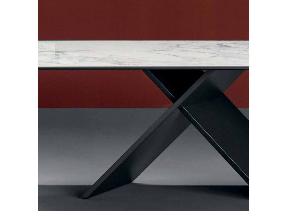 Bonaldo Ax tavolo di design piano in ceramica base metallo made Italy Viadurini