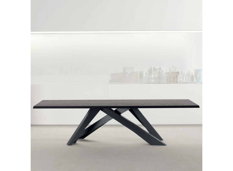 Bonaldo Big Table tavolo in legno massello grigio antracite made Italy Viadurini