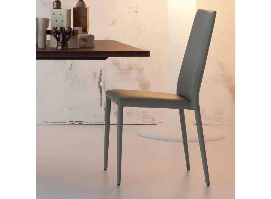 Bonaldo Eral sedia di design moderno imbottita in pelle made in Italy