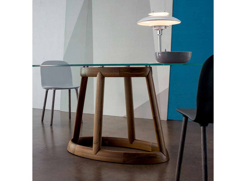 Bonaldo Greeny tavolo ovale di design cristallo e legno made in Italy