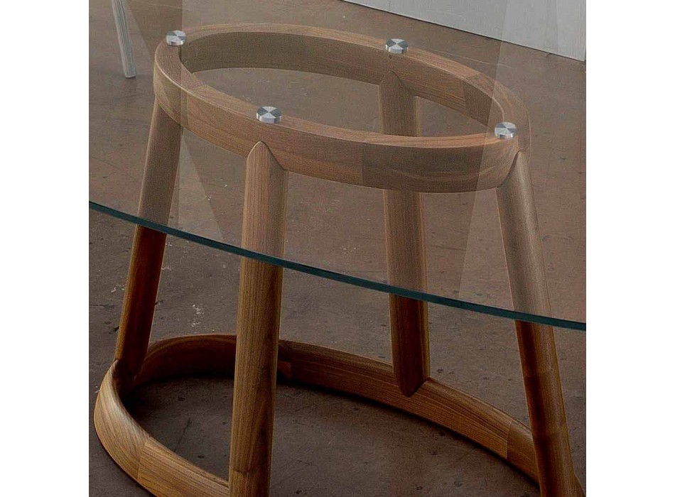 Bonaldo Greeny tavolo ovale di design cristallo e legno made in Italy Viadurini