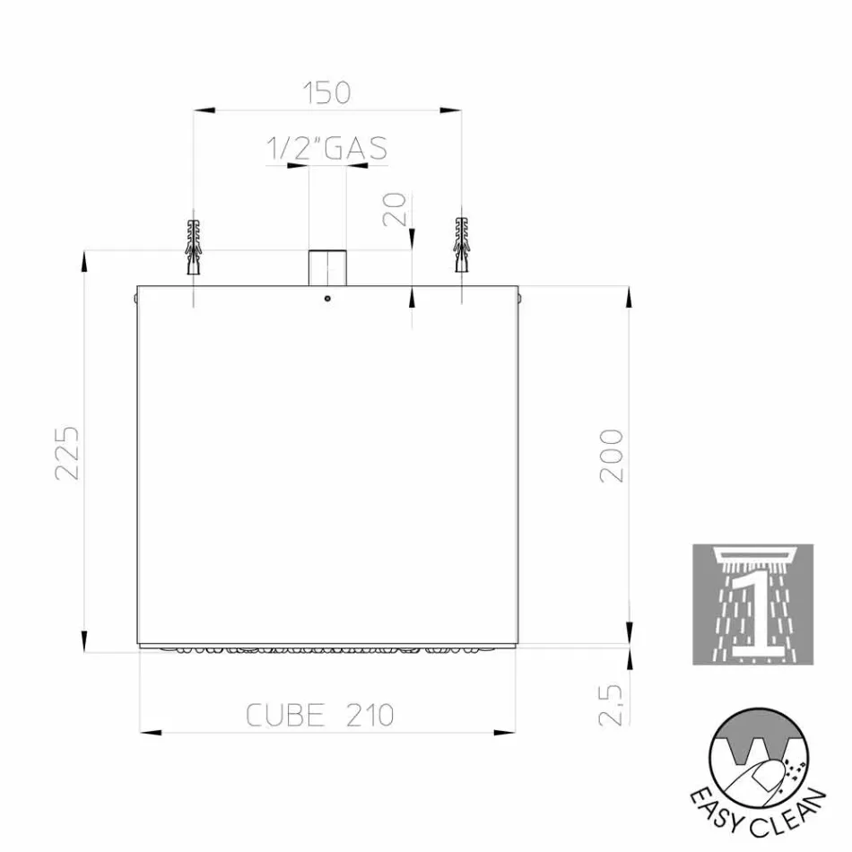 Bossini Cube soffione rivestito in Inox moderno a un getto  Viadurini