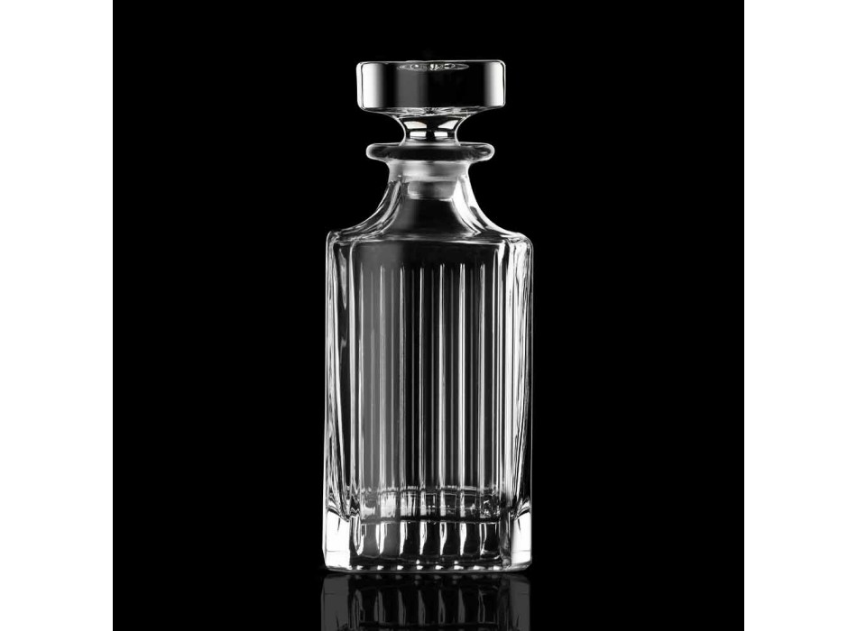 Bottiglie da Whisky in Cristallo Eco di Design Squadrato 4 Pezzi - Senzatempo Viadurini