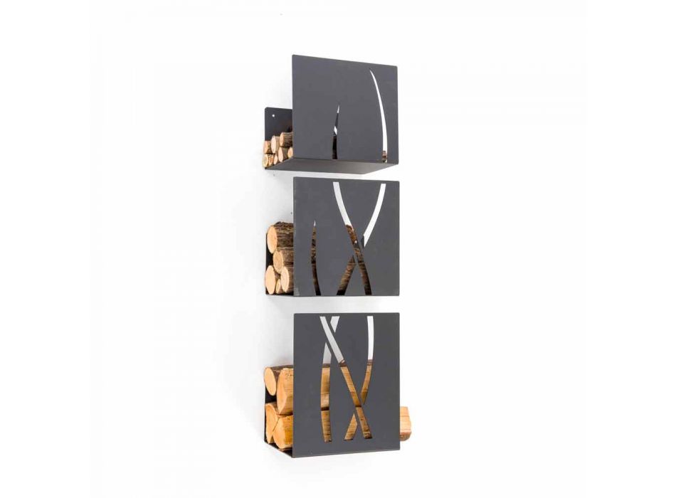 Caf Design Trio portalegna da muro in acciaio made in Italy Viadurini