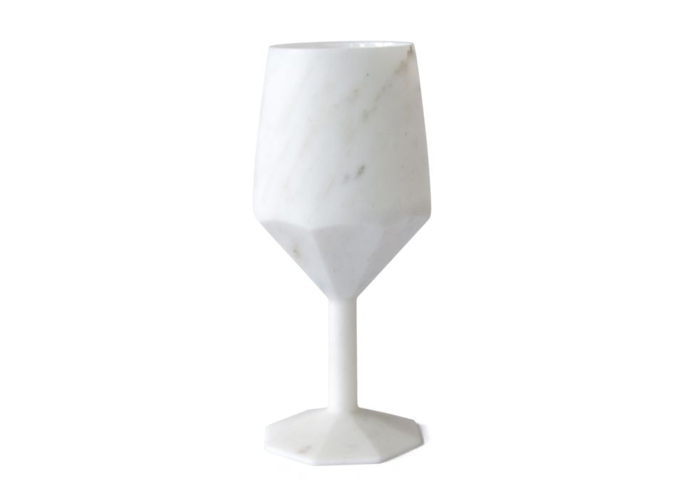 Calice Cocktail in Marmo Bianco di Carrara Satinato Lusso Italiano - Caglio Viadurini