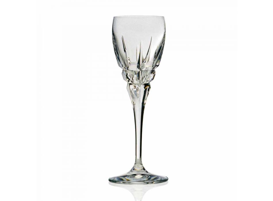 Calice da Vino Bianco in Cristallo con Intagli Manuali 12 Pezzi - Fiucco Viadurini