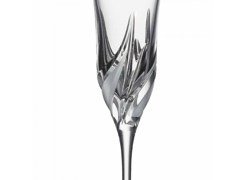Calice Flute Champagne in Cristallo Ecologico Decorato 12 Pezzi - Avvento Viadurini