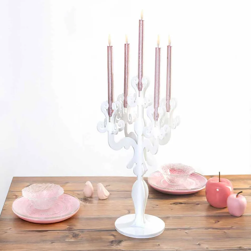 Candelabro medium design classico, 5 braccia in plexiglass Aragona Viadurini