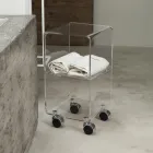 Carrello Colonna in Cristallo Acrilico Trasparente 1 o 3 Ripiani - Minervo Viadurini