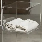 Carrello Colonna in Cristallo Acrilico Trasparente 1 o 3 Ripiani - Minervo Viadurini