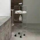 Carrello Colonna in Cristallo Acrilico Trasparente 1 o 3 Ripiani - Minervo Viadurini