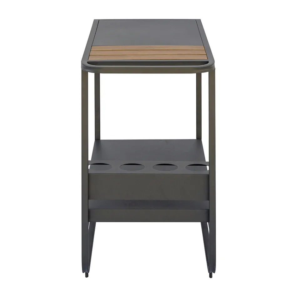 Carrello da Esterno in Alluminio e Resin Wood con Ruote - Virel Viadurini