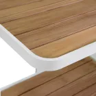 Carrello in Alluminio di Diverse Finiture con Ruote e Piano in Teak - Tenda Viadurini