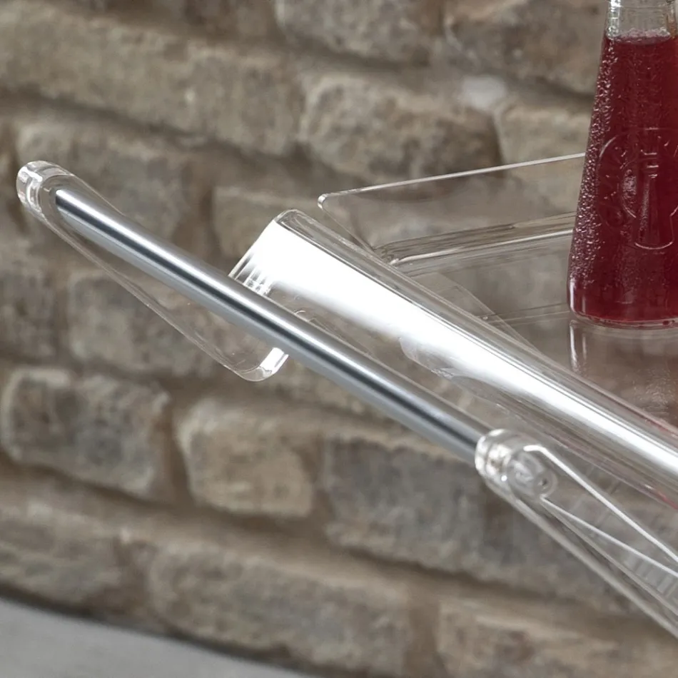 Carrello Pieghevole in Cristallo Acrilico Trasparente 2 Vassoi - Aristocle Viadurini